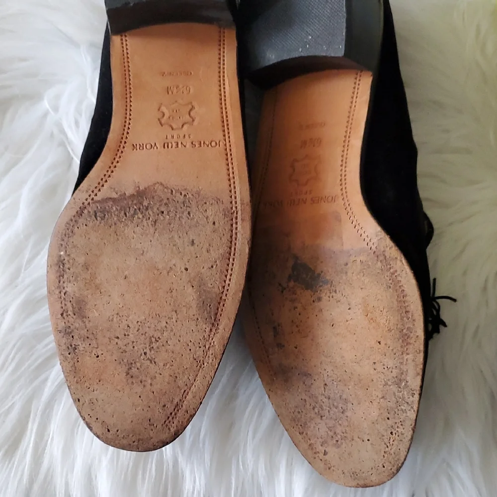 Jones New York Black Vintage Suede Slip On Loafers with Embroidered Design 6.5 - Picture 7 of 15